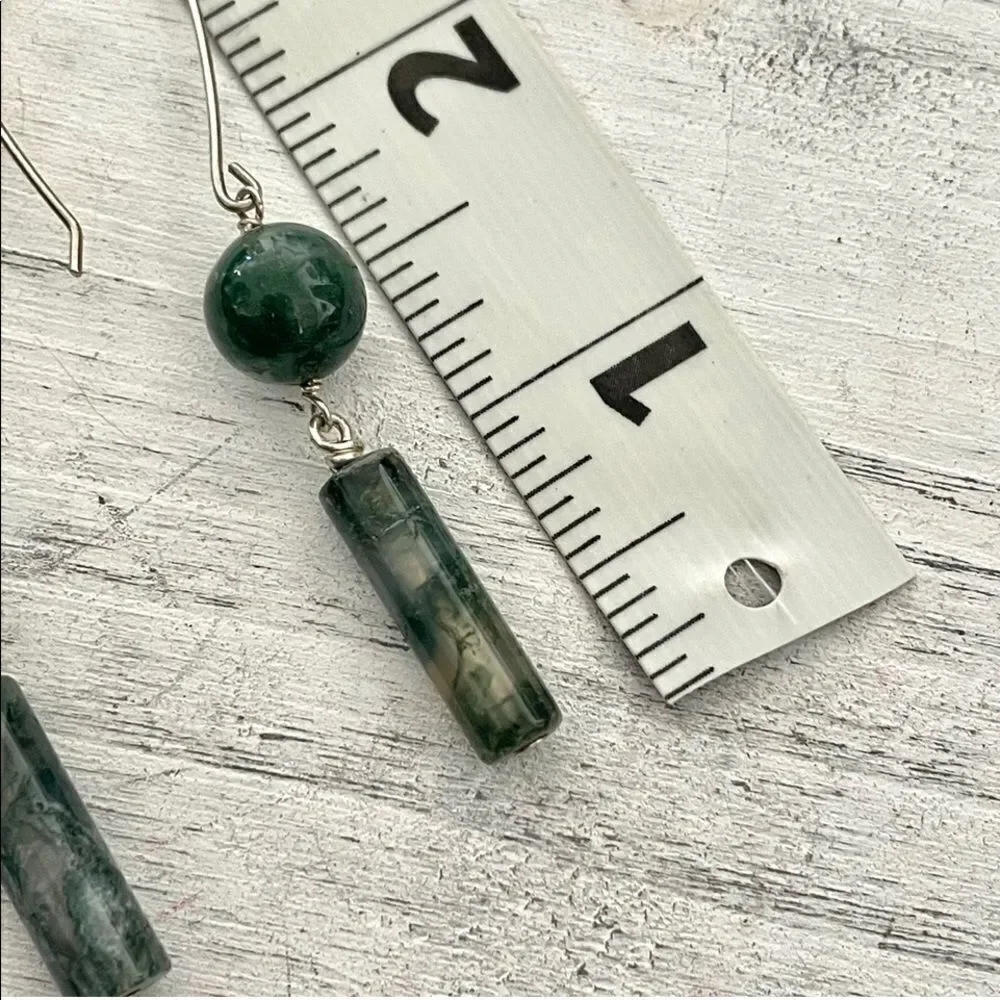 Green moss agate earrings